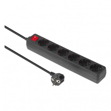 6-pesaline Schuko pikendusjuhe 1,8m, must