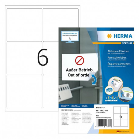 "HERMA SPECIAL Adressetiketten weiß 99,1 x 93,1 mm"