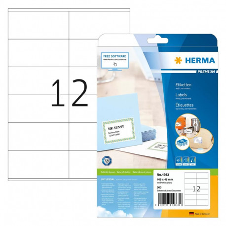 HERMA etiketid 4363 105,0 x 48,0mm, valge
