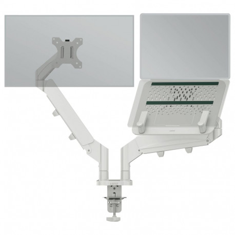 LEITZ kahe monitori ja sülearvuti hoidik 1120x110x600, hall