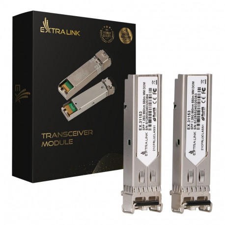 Extralink SFP-moodulid 1.25G, 2 tk, 1,25Gbps, LC/UPC, 850nm, 550m, multimood, DOM