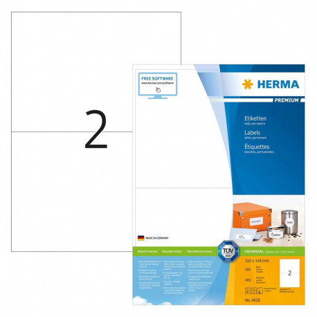 HERMA paberetiketid Premium A4 210x148mm 400 tk, valged