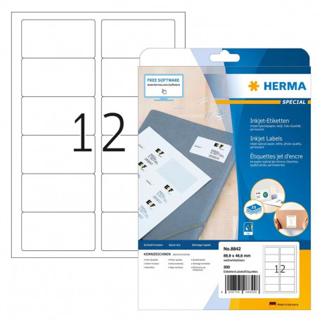 HERMA tindiprinteri aadressietiketid A4 88,9x46,6mm paber 300 tk, valge