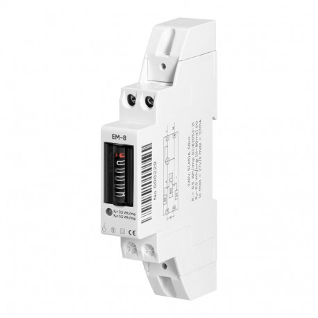 1-faasiline analoogne elektrienergia tarbimise näidik, 40A, 1 moodul, DIN TH-35mm