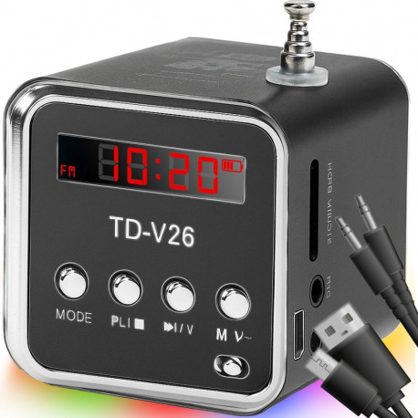 Głośnik bezprzewodowy przenośny mini radio fm led -e249