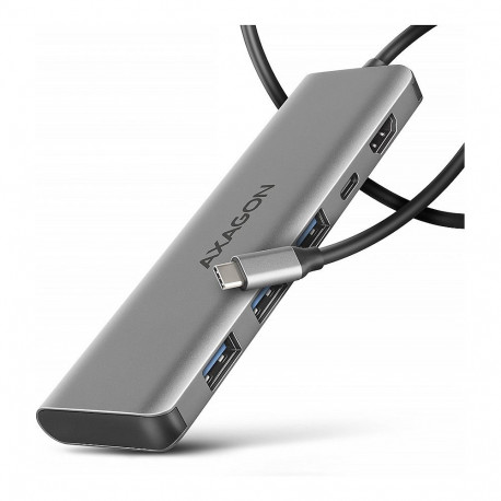 "AXAGON HMC-5H USB-C 3.2 Gen 1 hub, 3x USB-A, 4K HDMI, PD 100W - Silber"