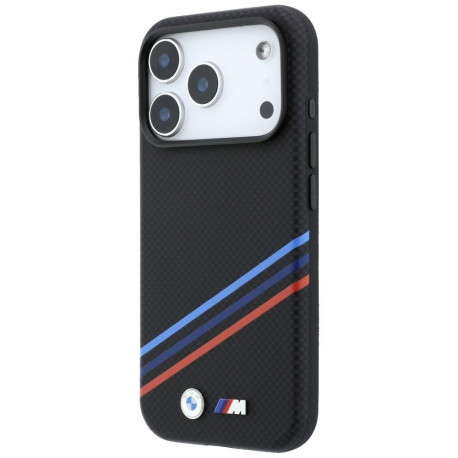 BMW M Quadrille Kevlar Print Tricolor Lines & Metal Logo MagSafe Case for iPhone 18 Pro Max / 17 Pro