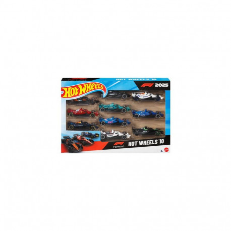 Hot Wheels Formula 1 Set of 10 Die-Cast Toy Cars from 2025 in 1:64 Scale, 1 from Each F1 Racing Team