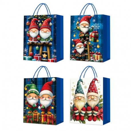 Gift bag XMAS ELF M, 26x32x10cm, mix