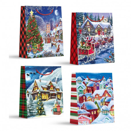 Gift bag SNOW L, 31x40x12cm, mix