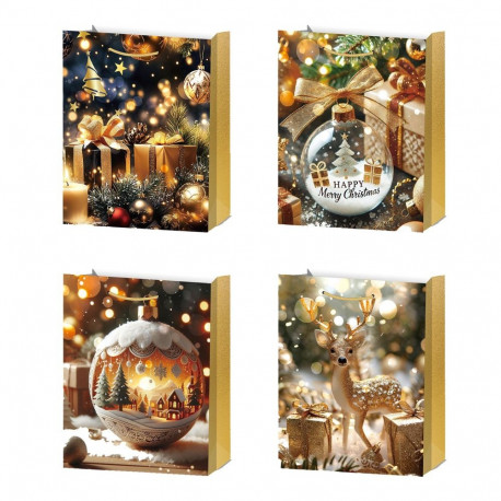 Gift bag XMAS GOLD M, 26x32x10cm, mix