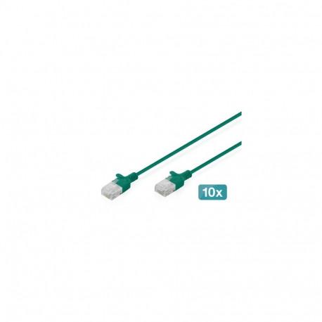Digitus CAT 6 U-UTP Slim patch cable, 5 m, green, 10 pieces
