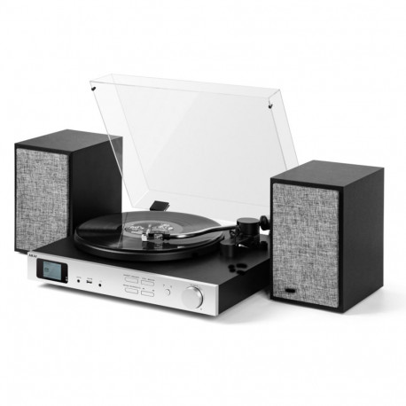 Turntable - AKAI ATT-500SP 33 1/3/45 RPM Bluetooth 5.0 USB AUX Radio 30 W Black, Silver