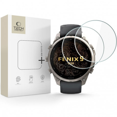 SZKŁO HARTOWANE TECH-PROTECT GLASS FIT+ 2-PACK GARMIN FENIX 9 PRO (47 MM) CLEAR