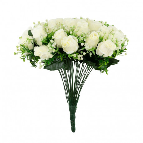Artificial flower FLOWERLY H40cm 36pcs roses in a bouquet, white