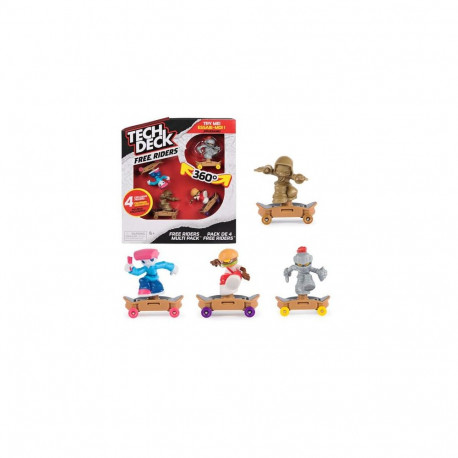 Tech Deck Free Riders 4-Pack, Fingerboard and Fidget Toy Set with 4 Exclusive Figures, Skateboard To