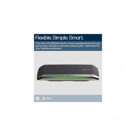 HP Poly Sync 40+ Microsoft Teams Certified USB-A USB-C Speakerphone +BT700 USB-A Adapter