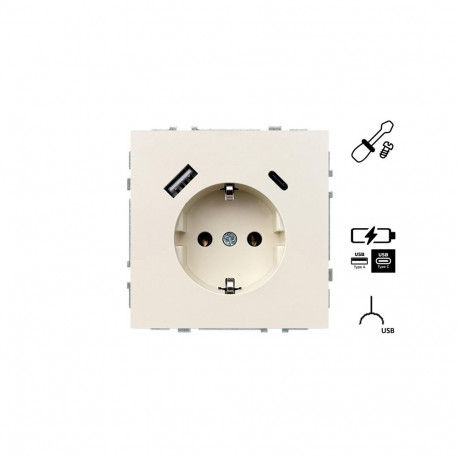 SOCKET+USB A+C IUK-3-01.M/SM modernne liivakarva