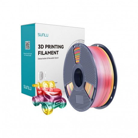 3D Printing Filament - Sunlu PLA+ Silk 1.75 mm Filament, High Layer Adhesion, Rainbow 01
