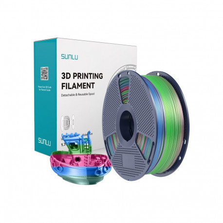 3D Printer Filament - Sunlu PLA+ Silk 1.75mm 200-210°C Rainbow