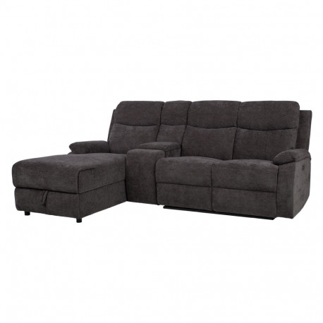 Corner sofa PROVENCE LC, electric/manual recliner, dark grey