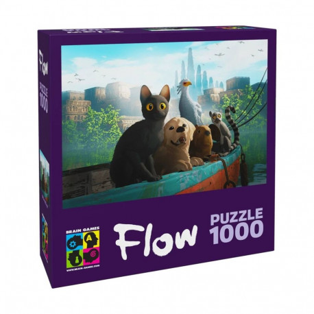 brain games Brain Games FLOW Puzzle 1000 - Cat Dog Capibara Bird Lemur on the boat
