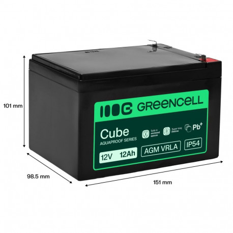 Green cell Greencell AGM VRLA 12V 12Ah maintenance-free battery for cash registers toys cameras (151