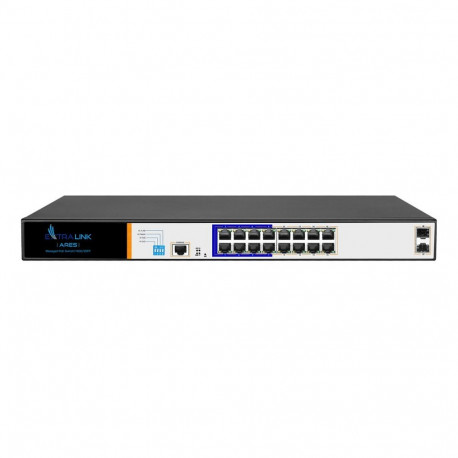 "ARES PoE Switch, 16x Gigabit PoE/PoE+, 2x SFP, 1x Konsolenport, 150W, Verwaltbar"