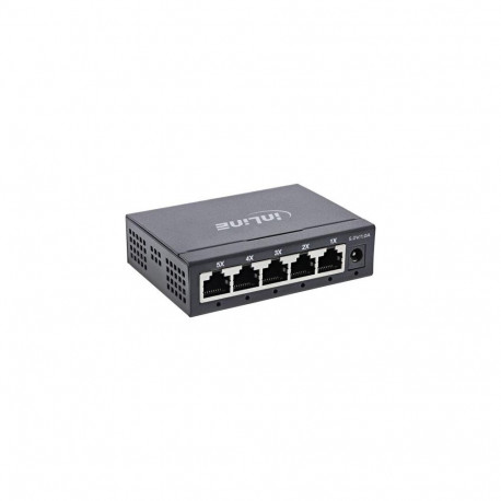 InLine Gigabit network switch 5-port, 1Gb/s, desktop, metal housing, fanless