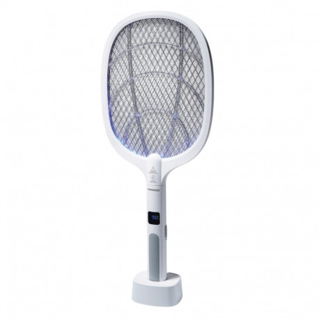 Insect Zapper - Tiross TS-2296 Electric Racket, 1800 mAh Battery, 3000V Mesh, USB-C, Black