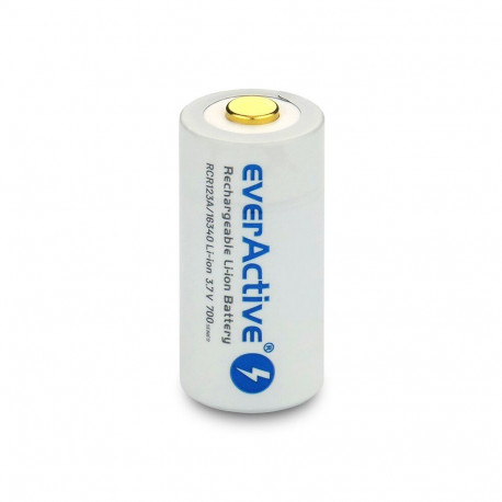 Battery - everActive 16340 700mAh 3.7V Lithium-Ion Rechargeable USB Black