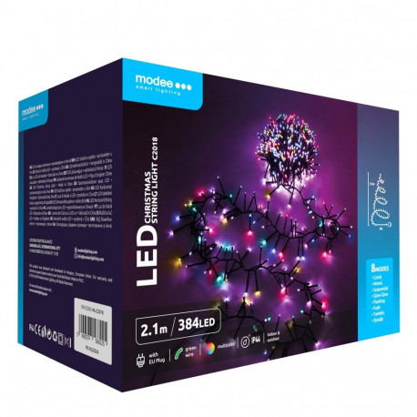 Decorative LED Lights - Modee 2.1m RGB 384LED Light Chain IP44 Outdoor/Indoor Use Multicolor