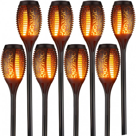 8x lampa solarna ogrodowa pochodnia led efekt płomieni ogień wbijana ozdoba