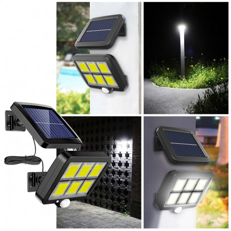 Päikeseenergial töötav 120 LED-iga aia- ja tänavavalgusti liikumis- ja hämarusanduriga IP67 -e865