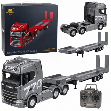 Huina veoauto Scania 770S haagisega, kaugjuhitav RC, 1:18, hõbedane