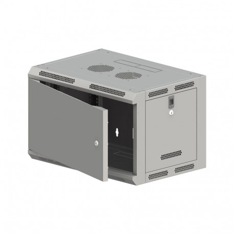 Szafa wisząca 19" 6U 600x500, niedzielona, DRZWI METALOWE jednoskrzydłowe, tył osłona pełna, osłony 