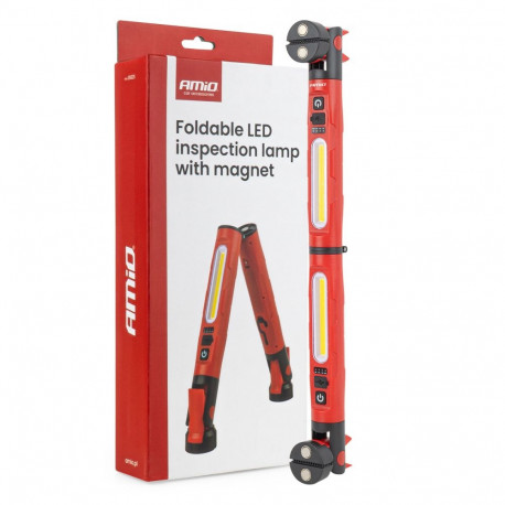 Składana lampa inspekcyjna led z magnesem i zaciskiem 4000mah amio-05025