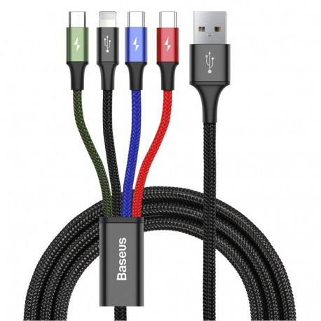 Baseus Baseus cable USB 4in1 Lightning / 2x USB Type C / micro USB cable in nylon braid 3.5A 1.2m bl