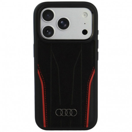 Audi Audi R8 Genuine Leather MagSafe Case for iPhone 18 Pro / 17 Pro - Black and Red
