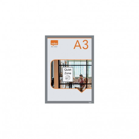 Nobo Self-adhesive Magnetic Poster Frame A3, Silver