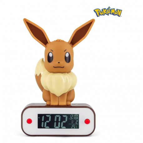 Digital Alarm Clock - TEKNOFUN Pokémon Eevee Light-Up 3D Figure Bronze, White