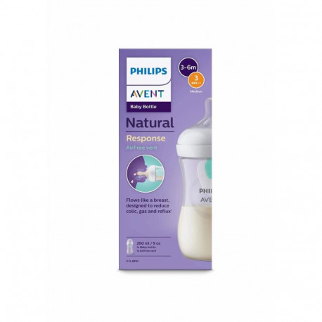 Philips AVENT Natural Response SCY673/01 Bottle Air Free Vent 260ml  flow 3 teat  1 piece