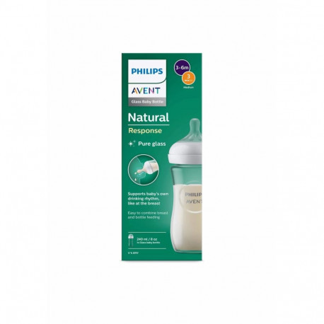 Philips AVENT Natural Response klaasist lutipudel SCY933/01 240ml, vool 3, 1 tk