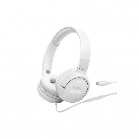 JBL kõrvaklapid Tune 520C USB-C juhtmega peavõruga kõnedeks/muusikaks USB Type-C, valged