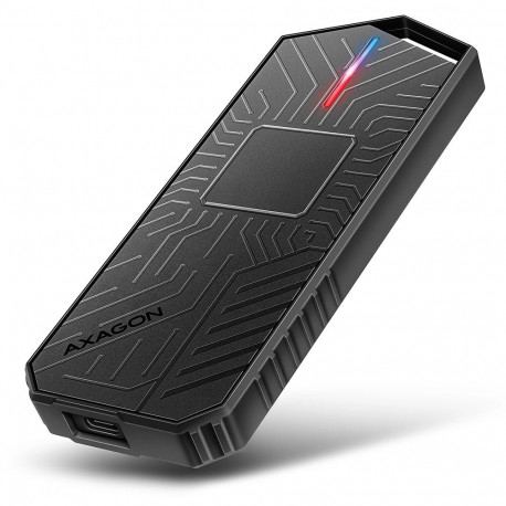 Axagon SSD-korpus EEM2-GAM USB-C 10Gbps – NVMe & SATA SSD GAME M.2, kruvideta, must