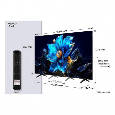 TV Set|TCL|75 "|4K Ultra HD|3840 x 2160 pixels|Flat|16:9|QLED|75P7K