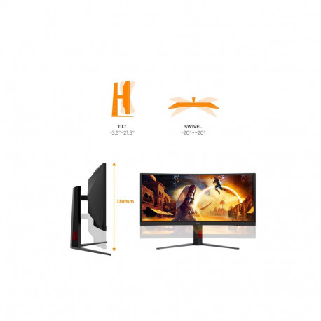 AOC monitor CU34G4CA 34inch 3440x1440 Fast VA lame H/A 130MM AOC G4 21:9 1500R WQHD 180Hz FastVA 1ms