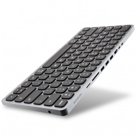 Axagon HMC-KB-US  USB 5Gbps hub w. keyboard  HDMI 4K/60Hz  3x USB-A  SD/mSD  audio  PD 100  US layou