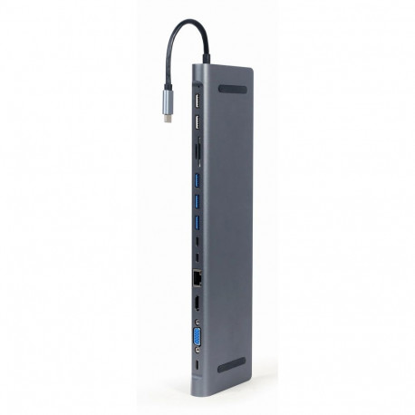 Gembird sülearvuti dokk/portreplikaator A-CM-COMBO9-01 USB 3.2 Gen 1 (3.1 Gen 1) Type-C, hall