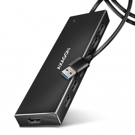 Axagon USB-jaotur HUE-F7A 7x USB 3.2 Gen 1 ALU FLAT micro power IN 1m USB-A USB 3.2 Gen 1 (3.1 Gen 1